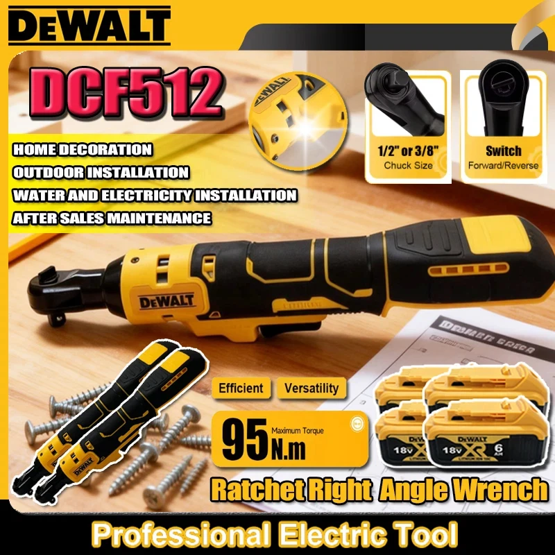 

Аккумуляторный угловой гайковерт Dewalt DCF512 1/2 дюйма 3/8 с бесщеточным двигателем, LED-подсветкой, регулируемой скоростью, 18В, электроинструмент