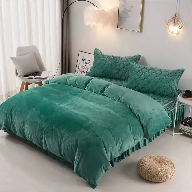 Pure Color Crystal Velvet Duvet Cover Winter Comforter Quilt Cover Twin Queen King Size dekbedovertrek 240x220cm