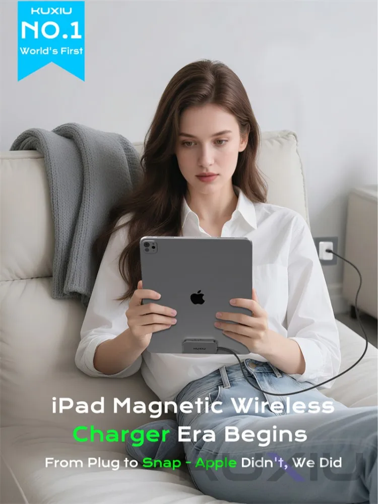 M30 magnetische draadloze oplader voor iPad Pro/iPad Air snel opladen Smart Connector oplader met 5,56ft USB-C-kabel (adapter niet) - afbeelding 2