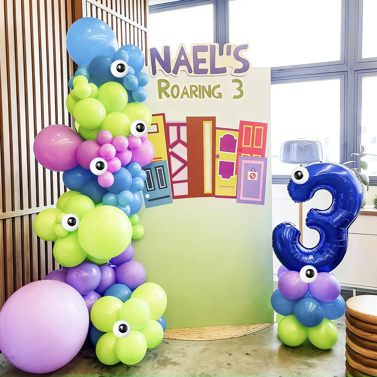 104pcs Pink and Blue Balloon Arch Kit — Suitable for Birthday Parties, Little Monster Themes, and Monsters, Inc. Themes