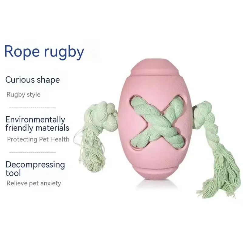 Medium Dog Tethered Rugby Toy Natural Rubber Nylon Eco Friendly Durable Interactive Training Play Chew Toy for Pets