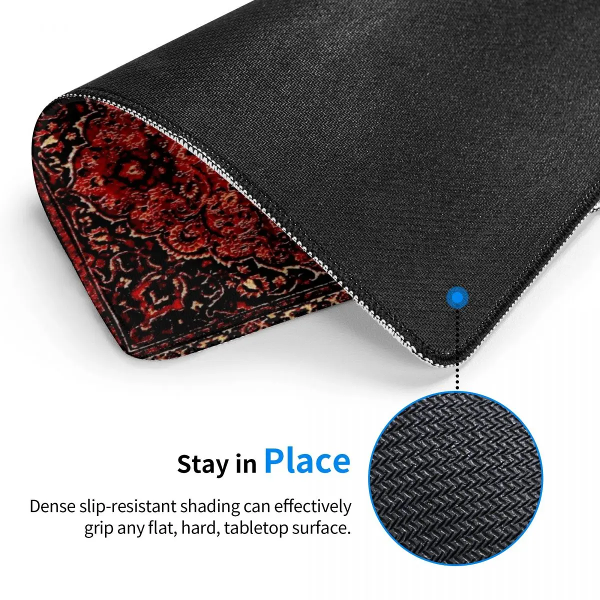 Persian Carpet Look In Rose Mouse Pad Non-Slip Rubber Gamer Mousepad Accessories Bohemian Ethnic Kilim Office Computer Table Mat