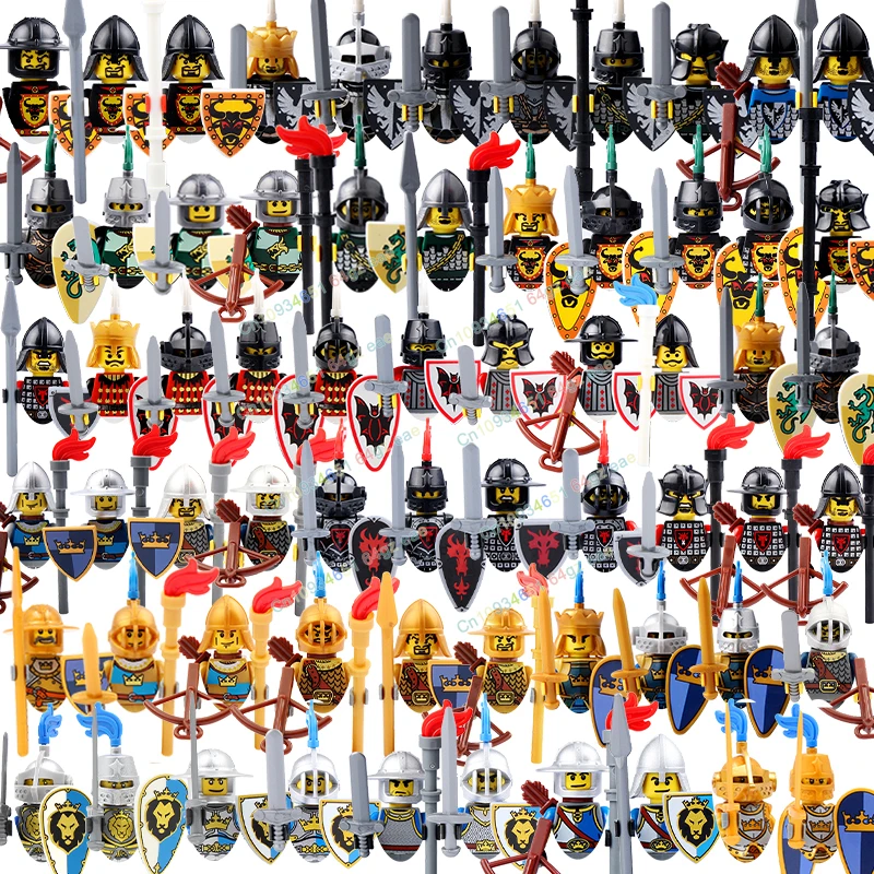 

Medieval Knight MOC Army Castle Shadow Blue Lion Red Dragon Building Block Figure Soldier Axe Sword Shield Accessories Boy Toys