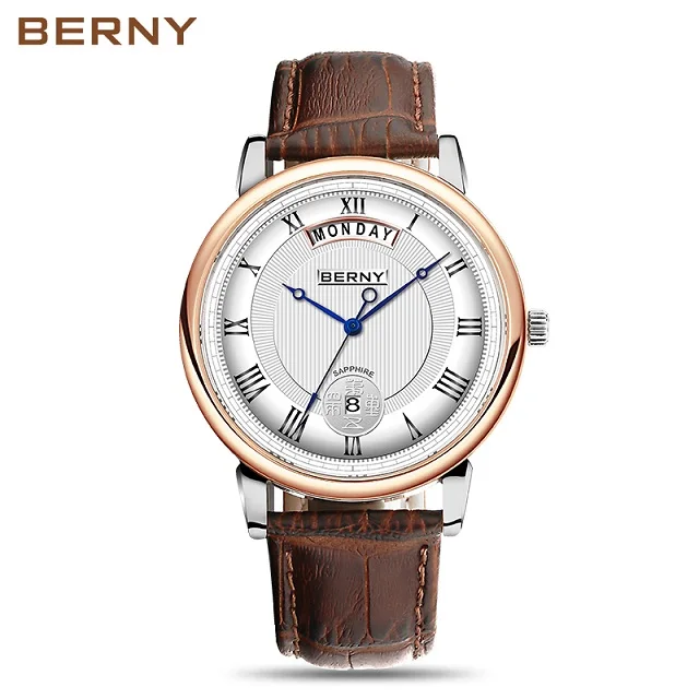 BERNY Men Quartz Watch Miyota VJ55 Top Quality Luxury Brand Day Top Stainless Steel Wristwatch Sapphire Waterproof Watch for Men image 3