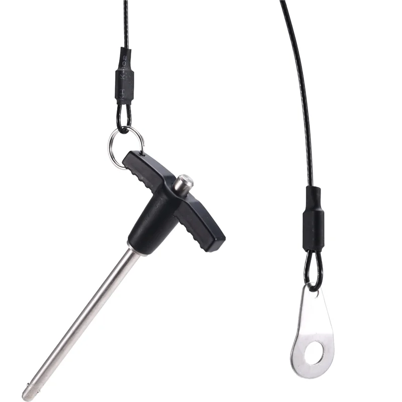 Classy-T Handle Quick Release Pin 0.2 Inch Diameter ,Stainless Steel Ball Locking Pin With Push Button Lanyard Cable