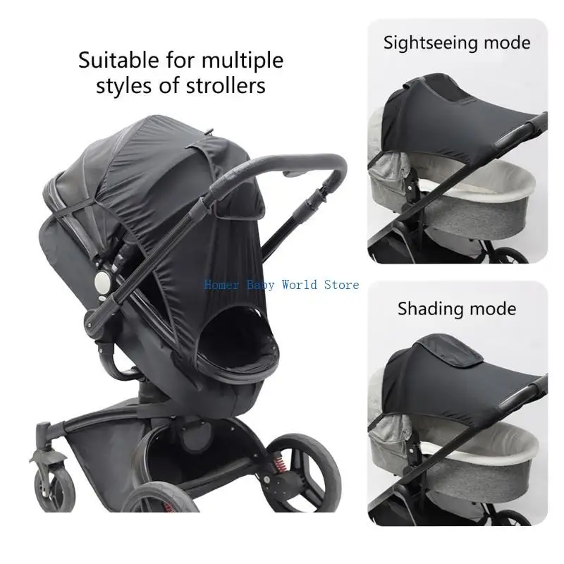 

B2QD Easy Fit UV Protective Sun Shade Water Reristance Canopy Adjustable Baby Stroller Sun Shade Canopy Portable for Stroller
