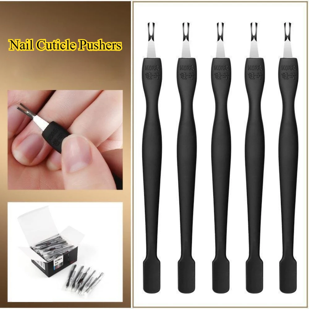 

1Pc Korean Nail Cuticle Pushers Black Handle V-shape Rubber Dead Skin Fork Removers Nail Clippers Manicure Tools