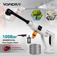 YOFIDRA Electric 6-In-1 High Pressure Car Washer Gun Cordless 100Bar Home Garden Cleaning Water Spray Gun for 21V 18V Battery