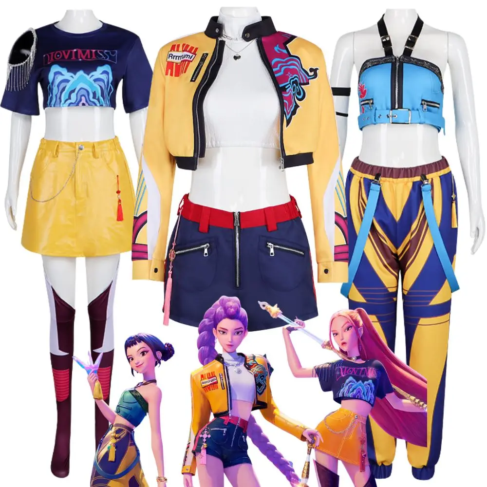 

Rumi Mira Cosplay Demon Hunter of KPop Costume Disguise Women Girls Clothing Roleplay Outfits Fantasia Halloween Carnival Suit