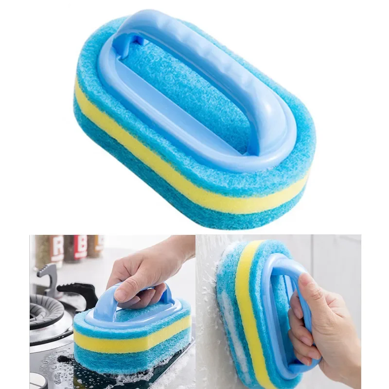 Kitchen Cleaning Bathroom Toilet Kitchen Glass Wall Cleaning Bath Brush Handle Sponge Bath BottomBathtub Ceramic Cleaning Tools