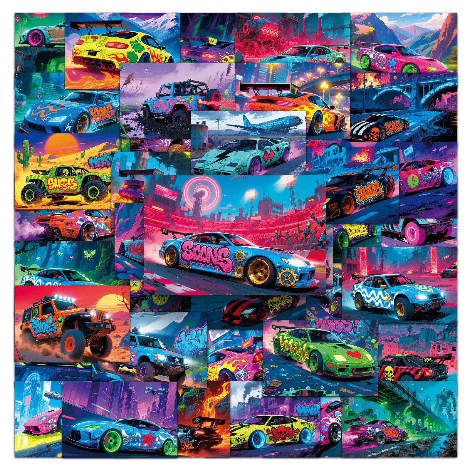 

10/30/50PCS Cool Racing Scene Poster Graffiti Stickers Personalized Creative Graffiti Decal Kids Toy Gifts for Scrapbook Bike
