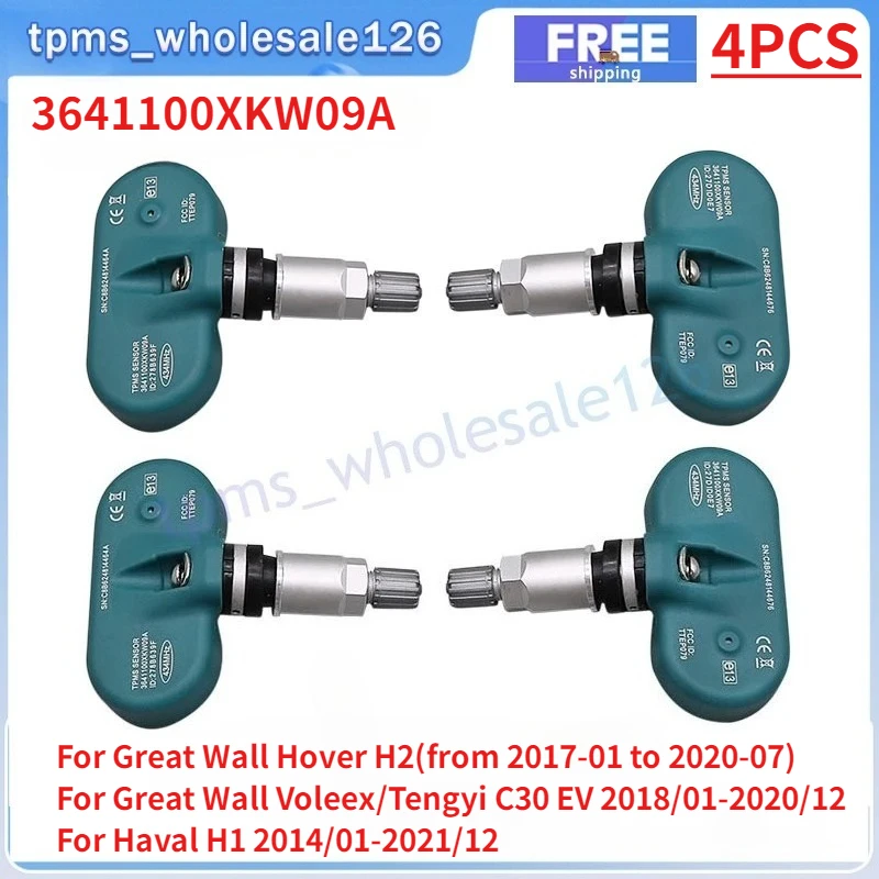 

Датчик контроля давления в шинах TPMS 434 МГц (3641100XKW09A) для Great Wall Hover H2, M4, Tengyi C50, Wingle 5, Haval H1, H7, H8, H9, 4 шт.