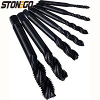 STONEGO 5/7PCS Black HSS 6542 Nitriding Coated Spiral Point Thread Drill Bit Set - Metric Drill and Thread Tap for Screw Tapping