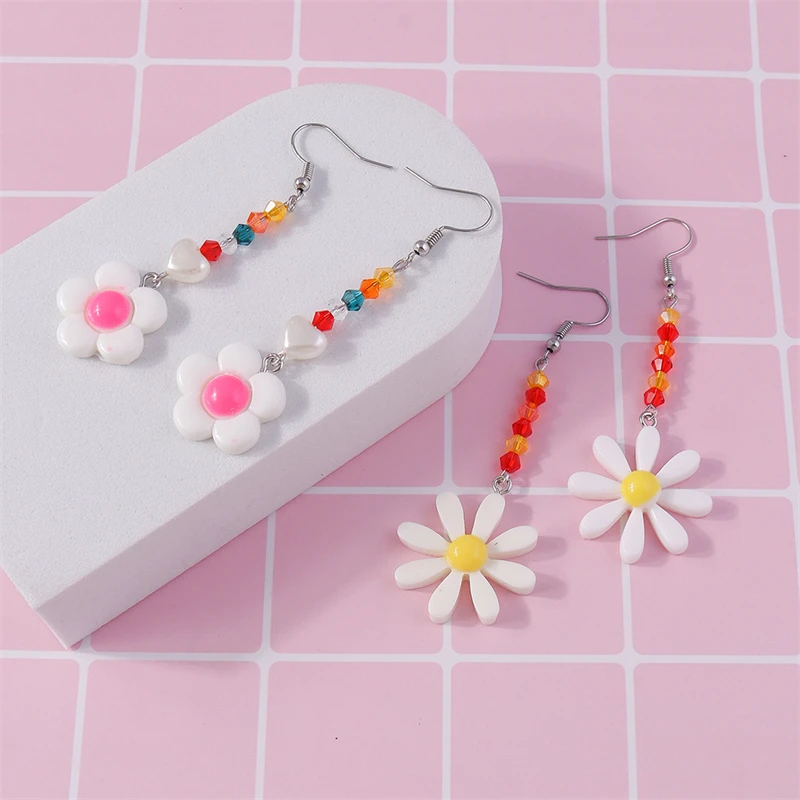 2 Paare/satz Mode Handgemachte Perlen Blume Tropfen Ohrringe für Frauen Mädchen Party Festival Schmuck Geschenke – Detail 7