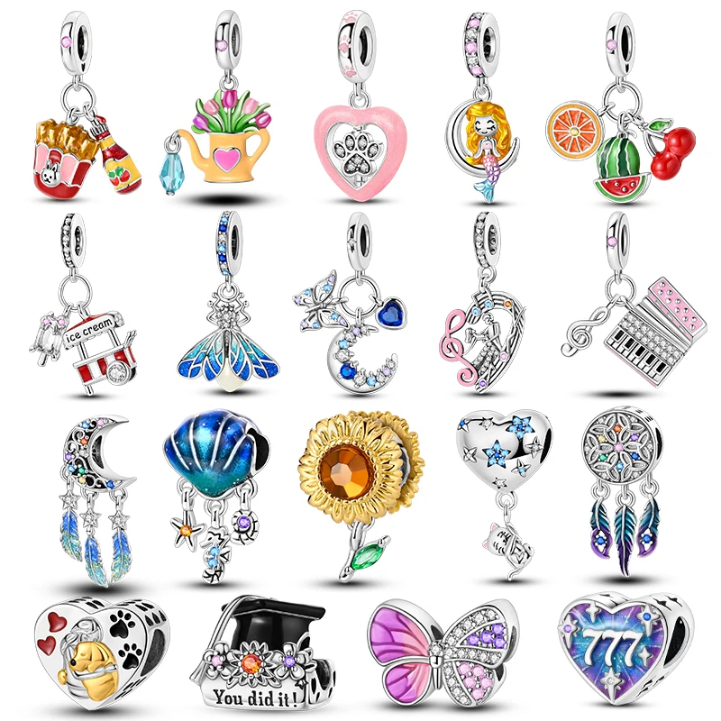 Silver Plated Dangle Charms For Woman Fit Original Bracelet Pendants DIY Fashion Jewelry Gift