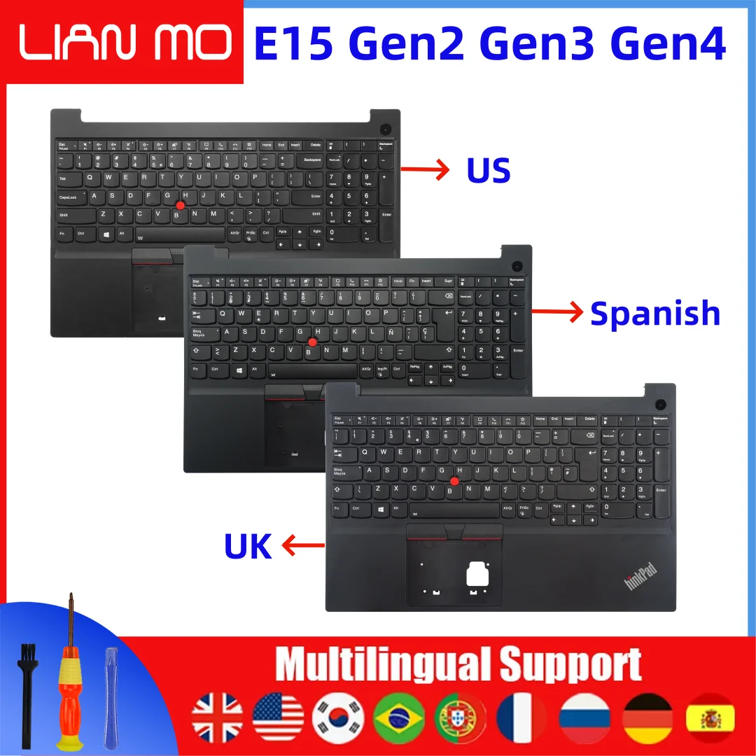 الولايات المتحدة المملكة المتحدة الإسبانية استبدال لوحة المفاتيح لينوفو ثينك باد E15 Gen2 Gen3 Gen4 C-shell لوحة المفاتيح الخلفية