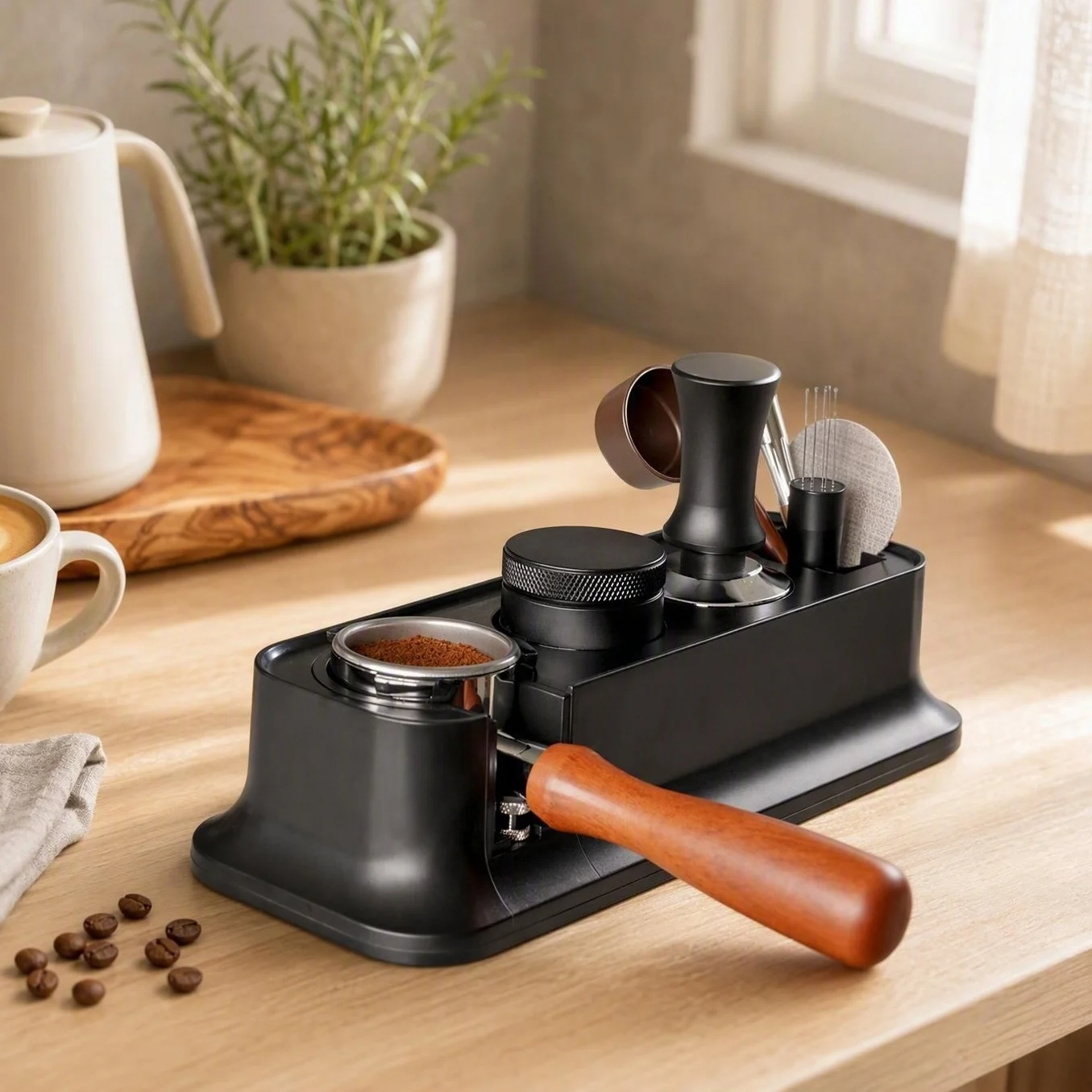 Coffee Tamper Base Large Non Slip Station 51mm 53mm 58mm ABS Black Espresso Mat Cafe Bar Corner Barista Accessories Tools Set