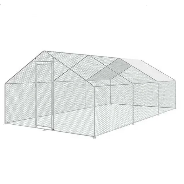 Backyard Hen House Backyard Farm Hen House Large Walk in Chicken Runs for Yards Metal Chicken Coop with Cover and Security Lock