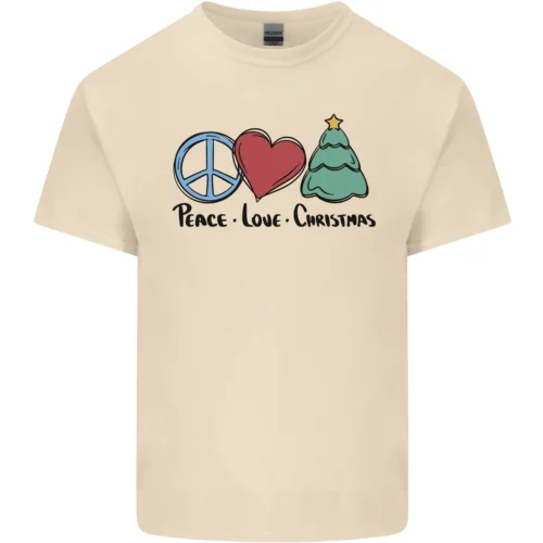 Peace Love Weihnachten Herren Baumwolle T-Shirt