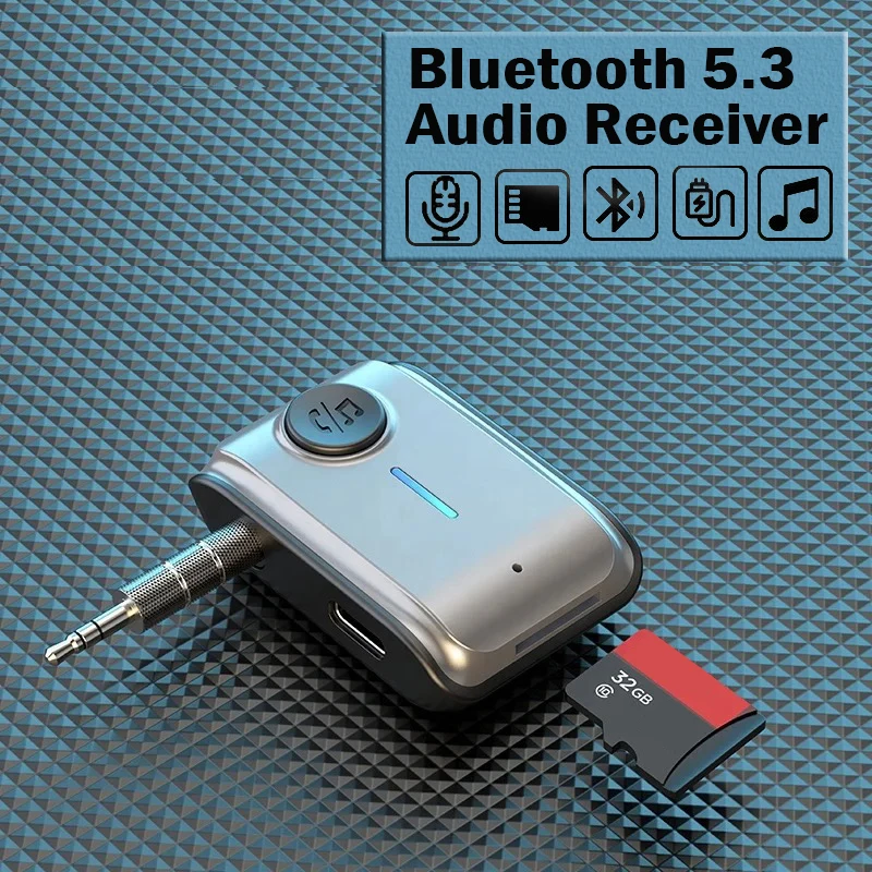 Wireless Bluetooth 5.3 Receiver Adapter 3.5mm Jack Audio Transmitter TF Card AUX Handsfree Call For Car Radio Mp3 Player