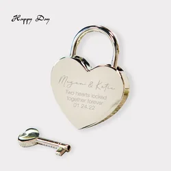 Personalised Love Padlock Engraved Travel Bridge Heart Padlock with Key Wedding Engagement Anniversary Gift