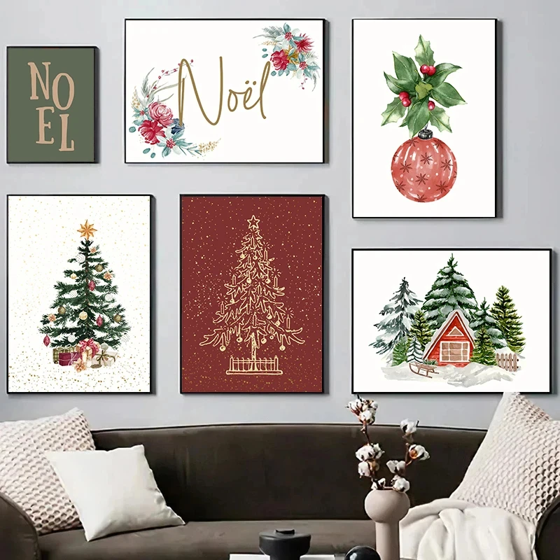 Christmas Blessings Rattan Wreaths Christmas Decorations Poster Canvas Paintings Wall Art Pictures Home Decor