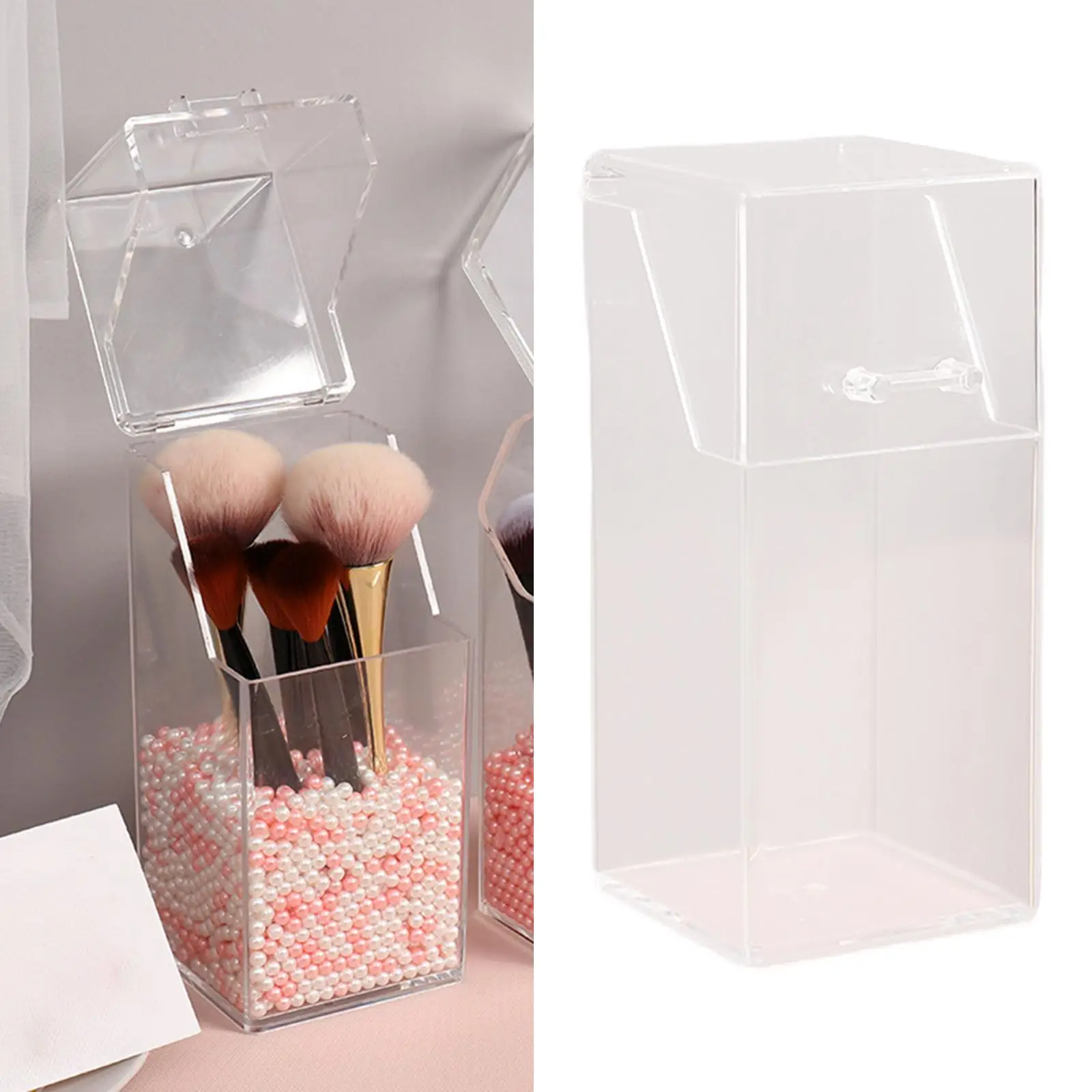 Transparent Acrylic Cosmetic Organizer Makeup Brush Container Storage Holder Square