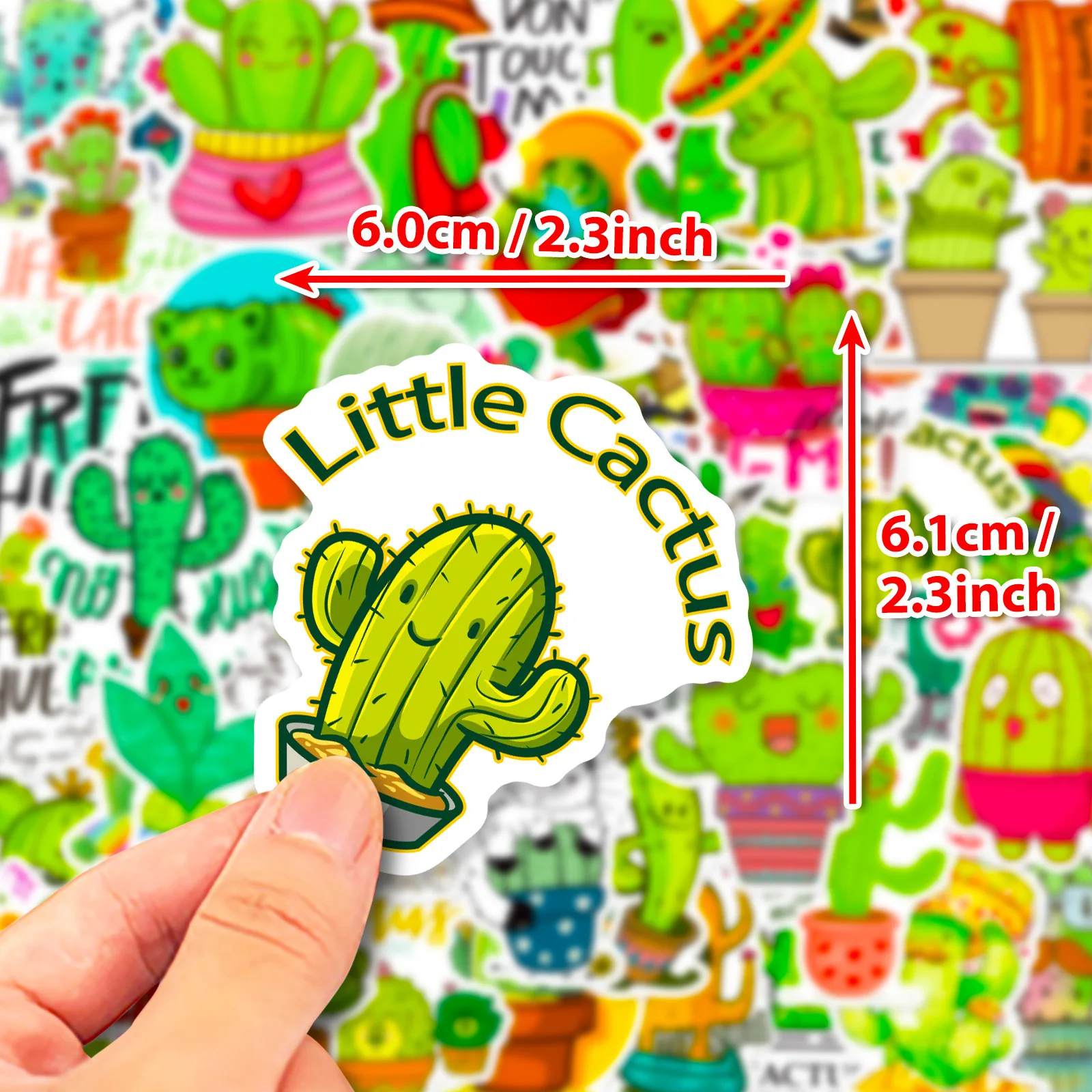 50PCS Cute Cactus Plant Cartoon Graffiti Stickers DIY Phone Guitar Laptop Notebook Suitcase Cup Waterproof Sticker Kids Toy