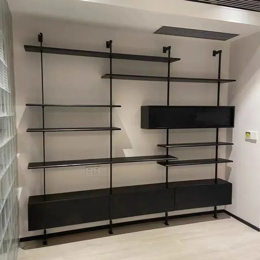 Modern Iron Art Bookcase Partition Shelf Living Room Office Display Shelf Overhead Open Display Shelf