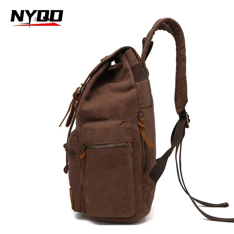 NEW Men\'s Retro Canvas Travel Bags Large Capacity School Bag for 14 Inches Laptop Fashion Vintage Commuting Backpack for Men