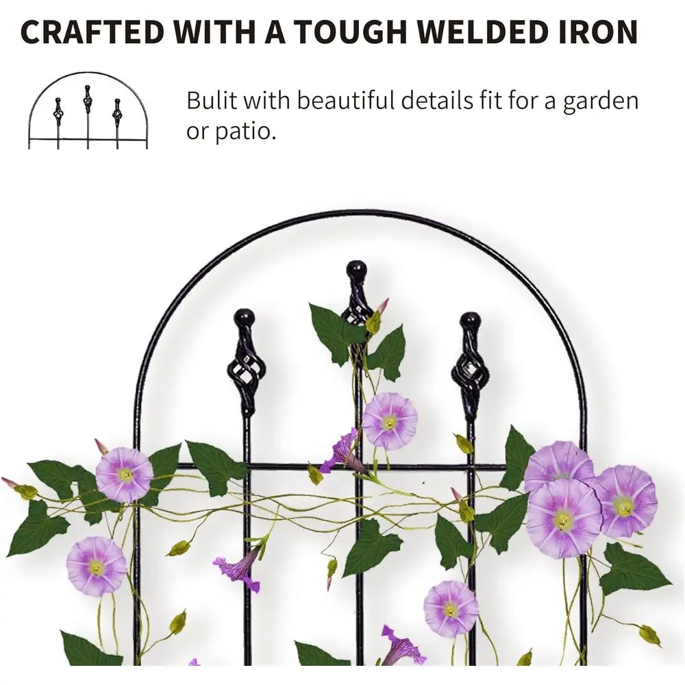 48 High x 16 Wide Black Metal Garden Trellis for Durable Plant Support