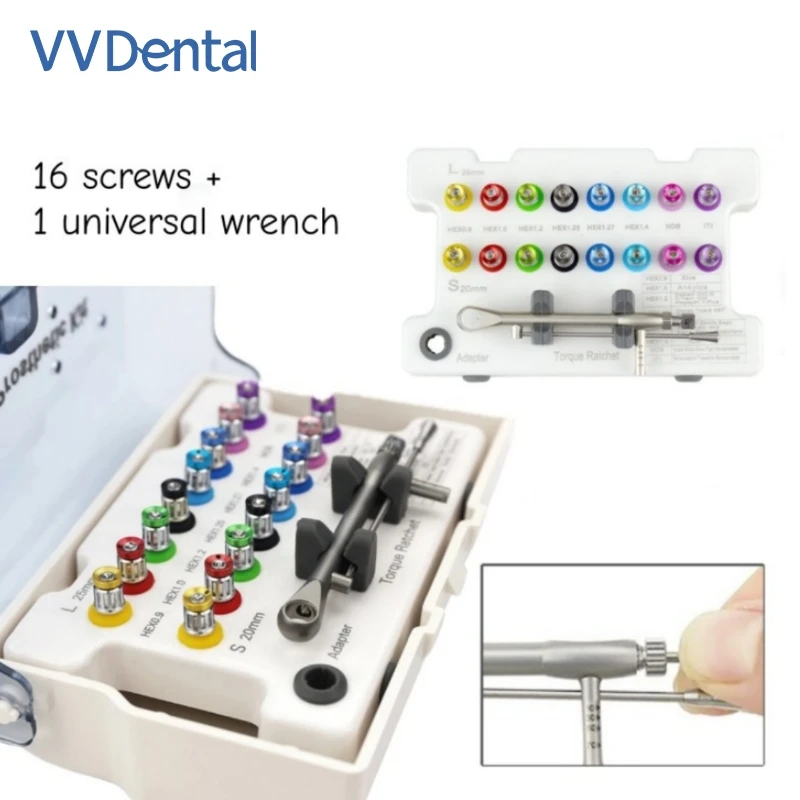 

VV Dental Implant Screw Driver 10-70NCM With 16 Drivers & 1 Wrench Kit Implant Torque Wrench Screwdriver Dentistry Tools