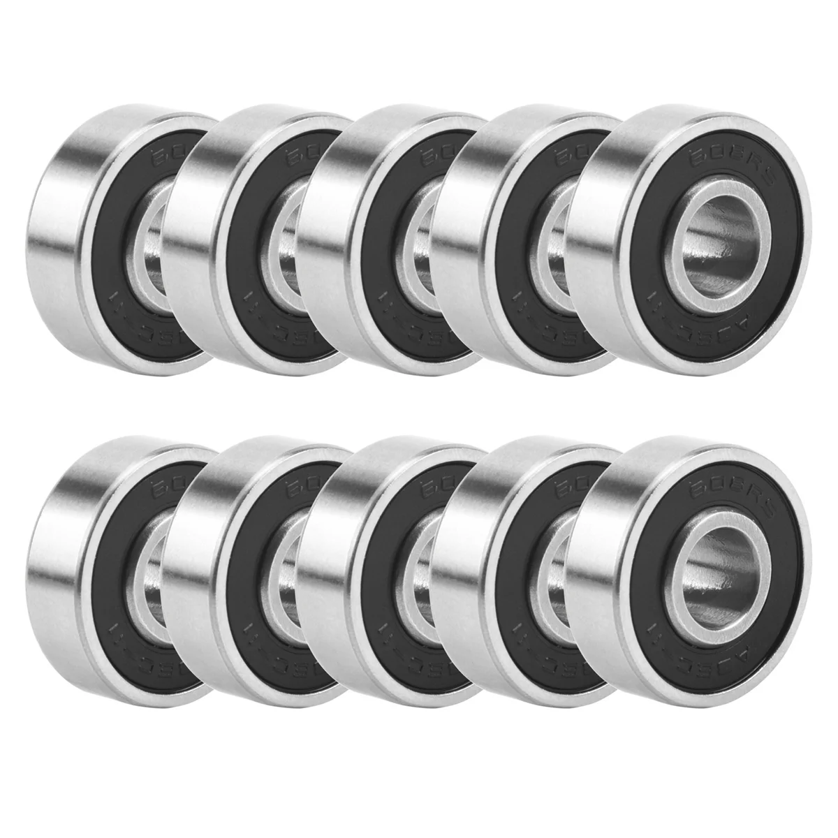 10Pcs 608-2RS Longboard Integrated Bearing Skateboard Wheel Bearing Inline Roller Skate Bearing 8X22X12.6mm,Black