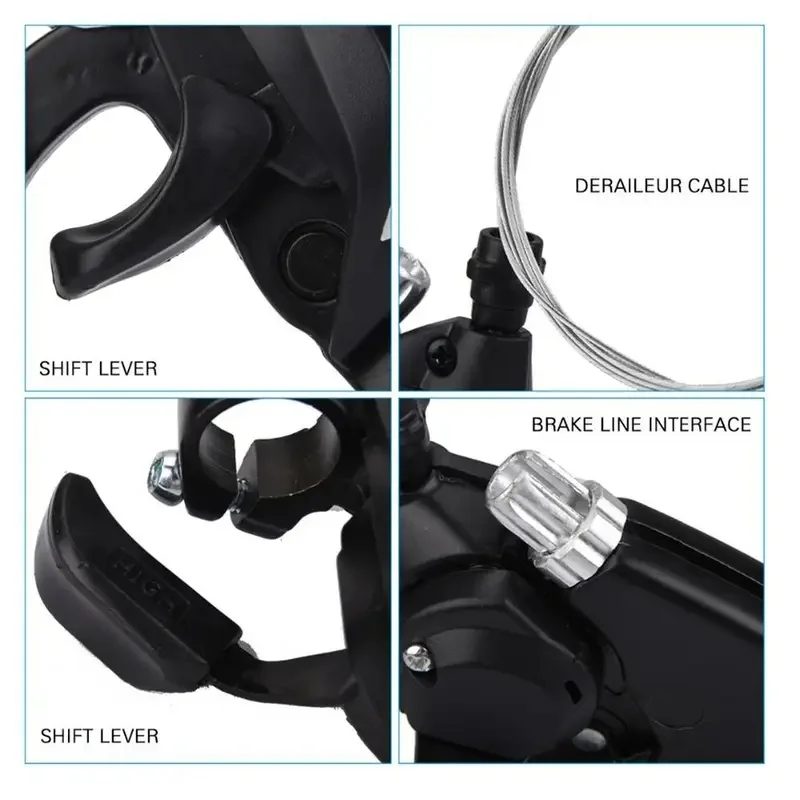 Bicycle Derailleurs 3x7 21 Speed Switch Shifter Levers Brake with Shift Cable Bike Disc Handle and Gear Display Precise Shifting