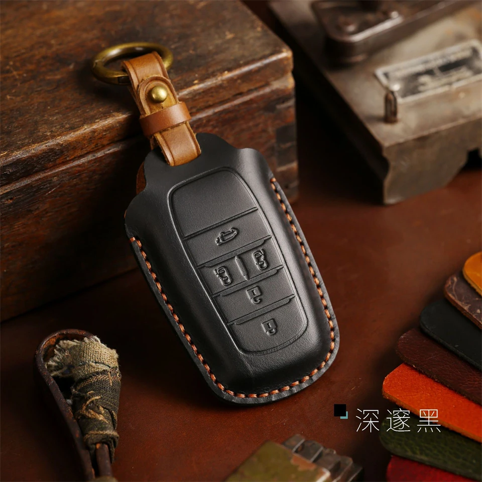 

Leather Car Remote Key Cover Case Holder shell Chain Keyring Fob For Toyota New Alphard Hev Crown Vellfire Granvia Sienna 2025