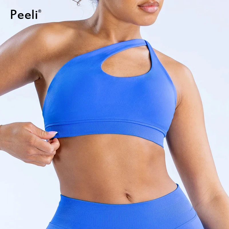 

Fitness Sports Bra Women Clothes Padded Yoga Bra Backless Gym Crop Top Seamless Workout Bras Fitness Single Strap Yoga Tops