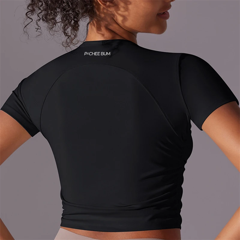 Pchee Bum Women Comfy Shirts Yoga Top Seamless Sport T Shirts Fitness Clothes Short Sleeve Yoga Shirt Gym Running Active Wear