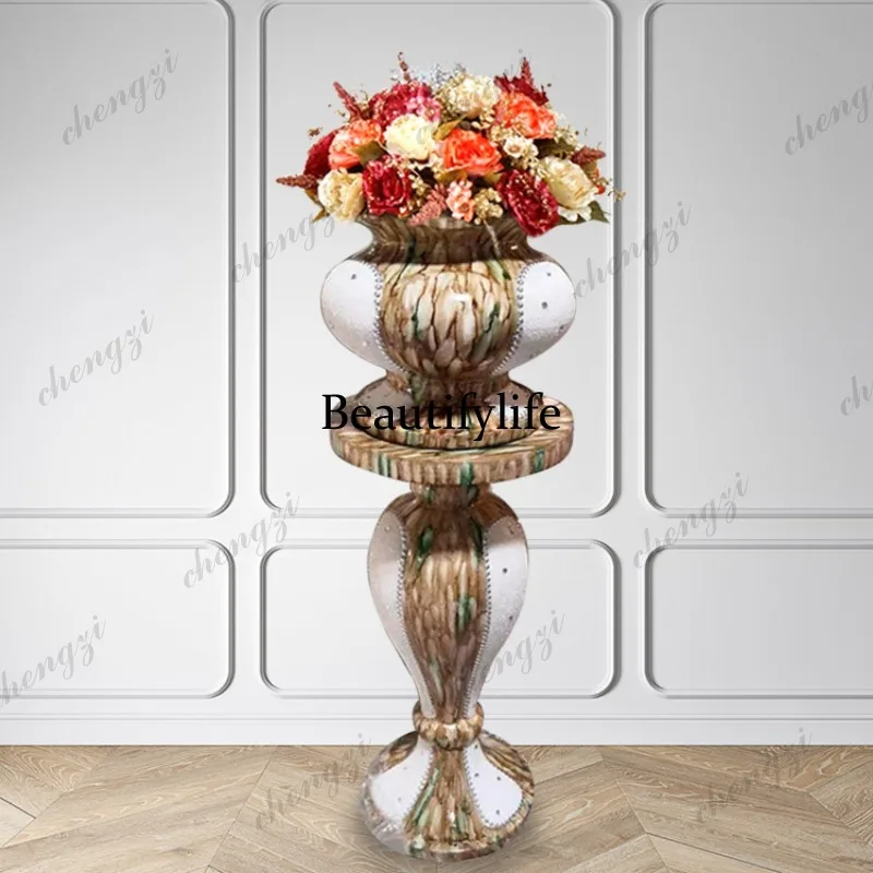 A95 20 New Color Simulation Flower Roman Column Hotel Shopping Mall TV Cabinet Floral Flower Pot Bottom Set