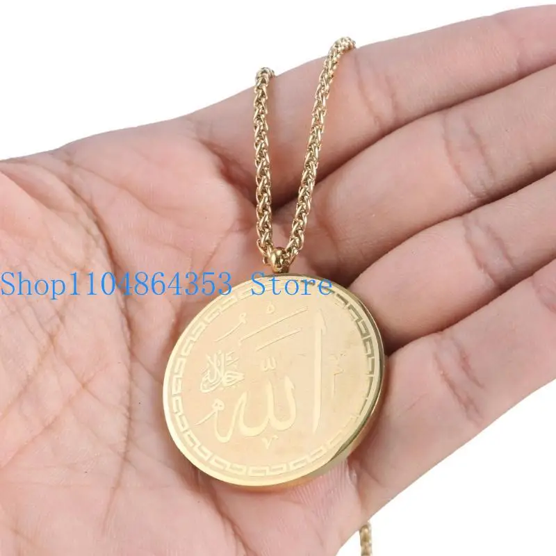 652F Dainty Stainless Steel Islamic Necklace Trendy Collarbone Chain for Women Men