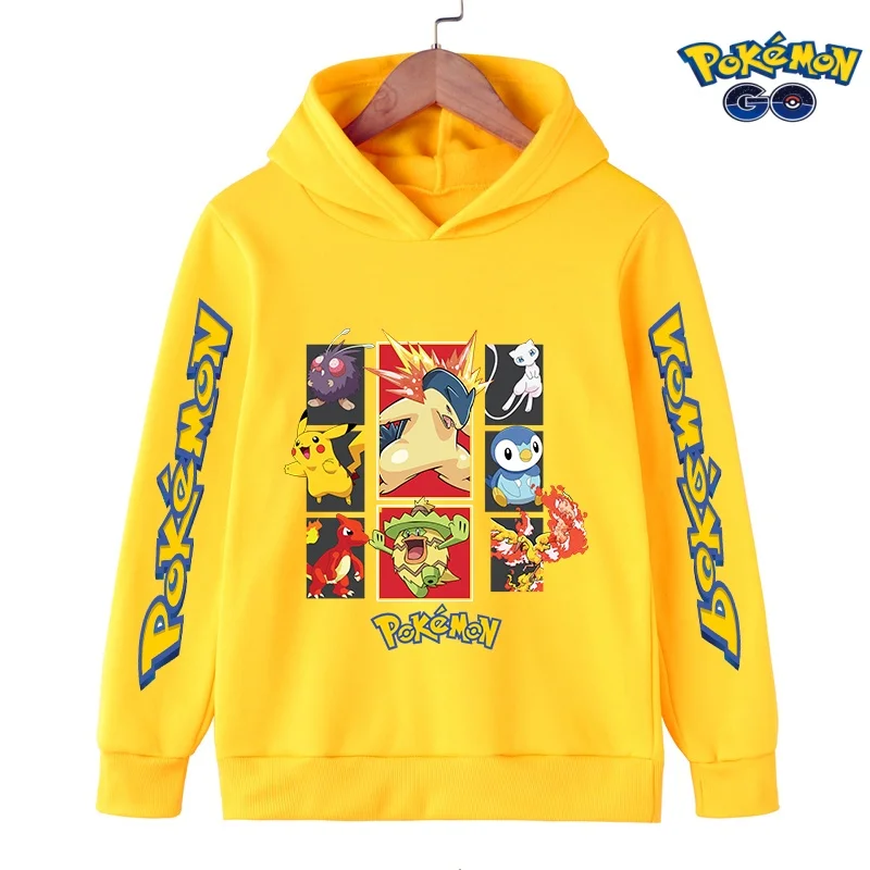 

Boys Pikachu Hoodies Autumn Print Cartoon Pokemon Sweatshirt Kids Funny Harajuku Fashion Tops Boys Girls Super Cool Pullover