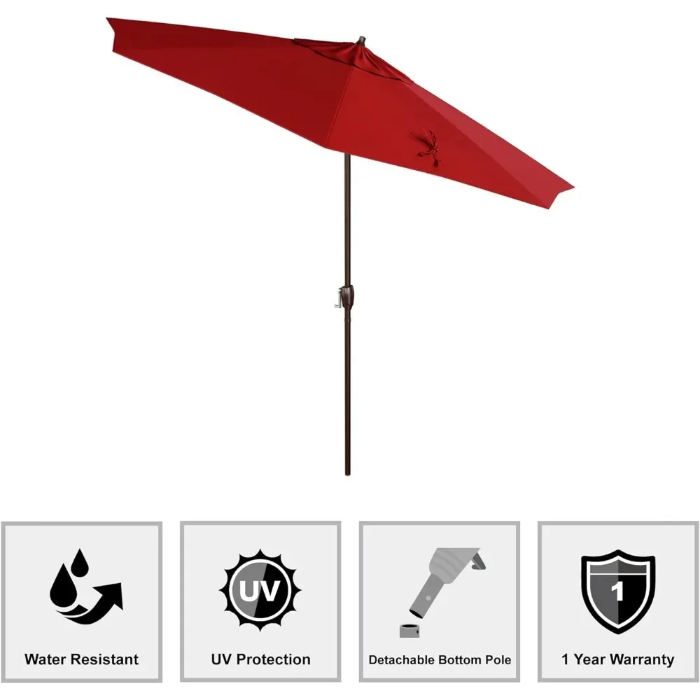 Bronze beach umbrella para jardim e terraço, guarda-sol automático inclinado, 9 polegadas rodada, alumínio, frete grátis