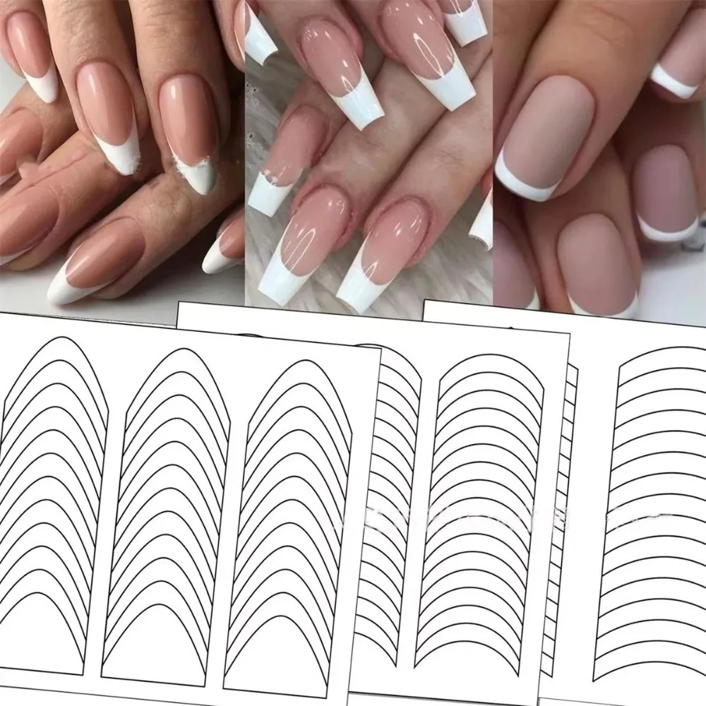 

Белые французские наклейки для дизайна ногтей, самоклеящиеся формы, стикеры для создания френча, DIY-декор, полоски для накладных ногтей, трафареты для дизайна ногтей