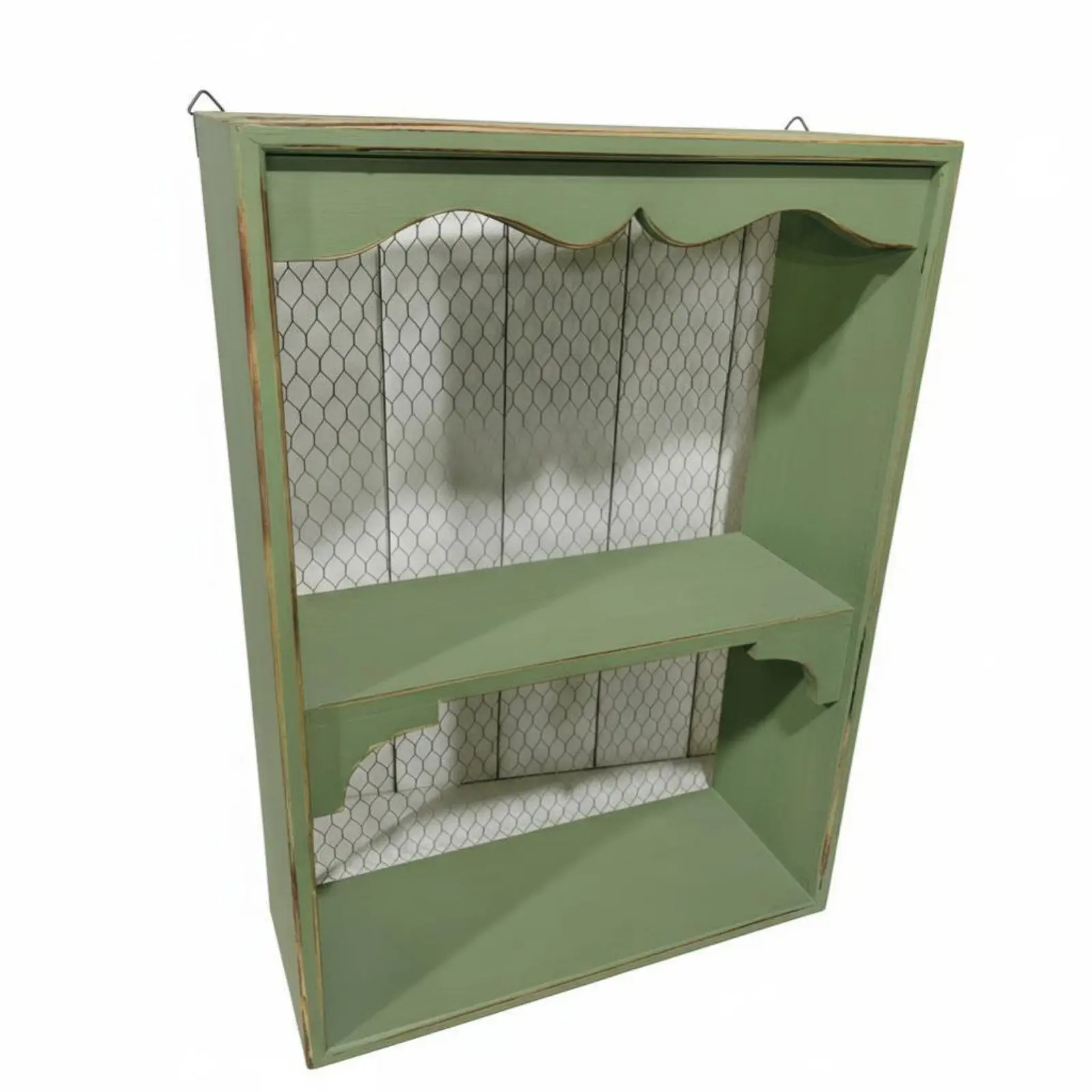 

Rustic Cubby Shelf with Hangers Distressed Finish Display Rack Vintage Design aestheticSaving for Apartment Dwellers, Kitchen