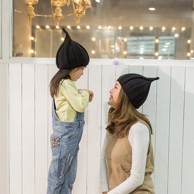 Womens Pointed Hat Cute Knitted Warm Hat Stretchable Pointed Hat Cute Winter Twisted Ribbed Oak Hat Threaded Hat Girls Cap