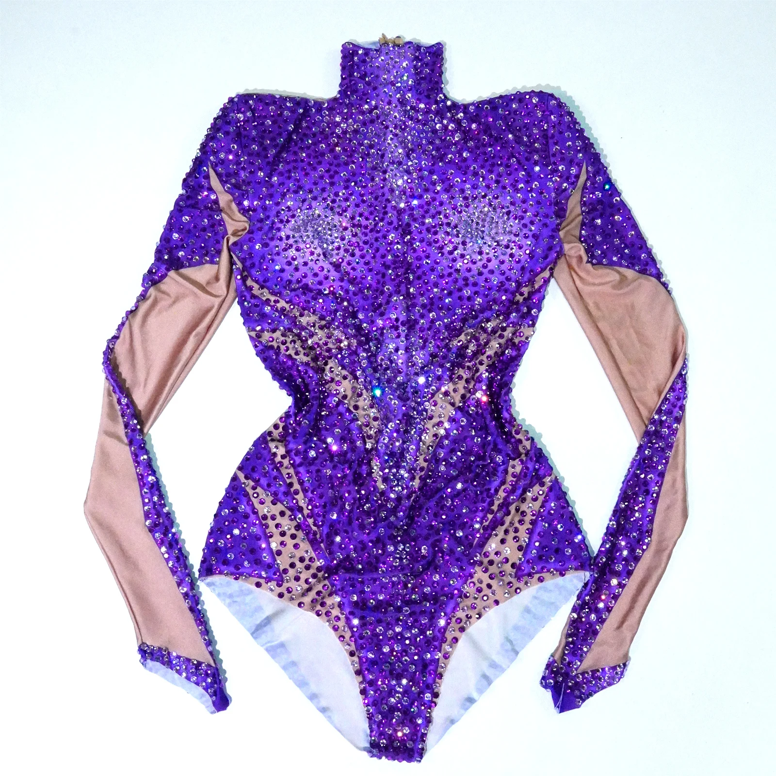 

Sexy Purple Rhinestones Bodysuit Prom Dance Singer Costume Evening Birthday Show Nightclub Drag Queen Outfit Stage Performance