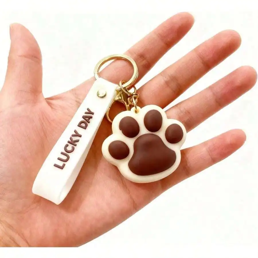 

Lucky Day Cat Paw Keychain Bag Pendant With White Accent