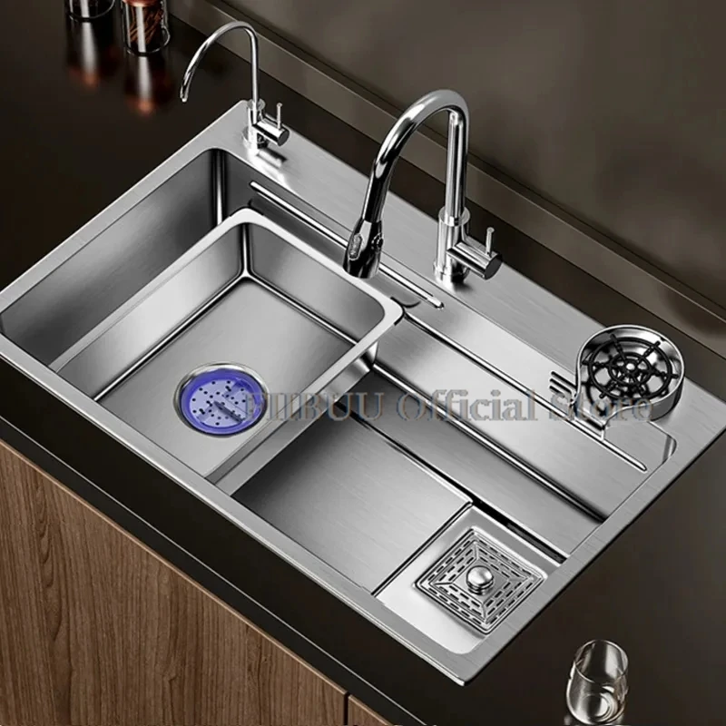 

Multiple Size Nano 304 stainless steel kitchen sink large single-slot washbasin Bowl For Home Improvement Drain Accessories