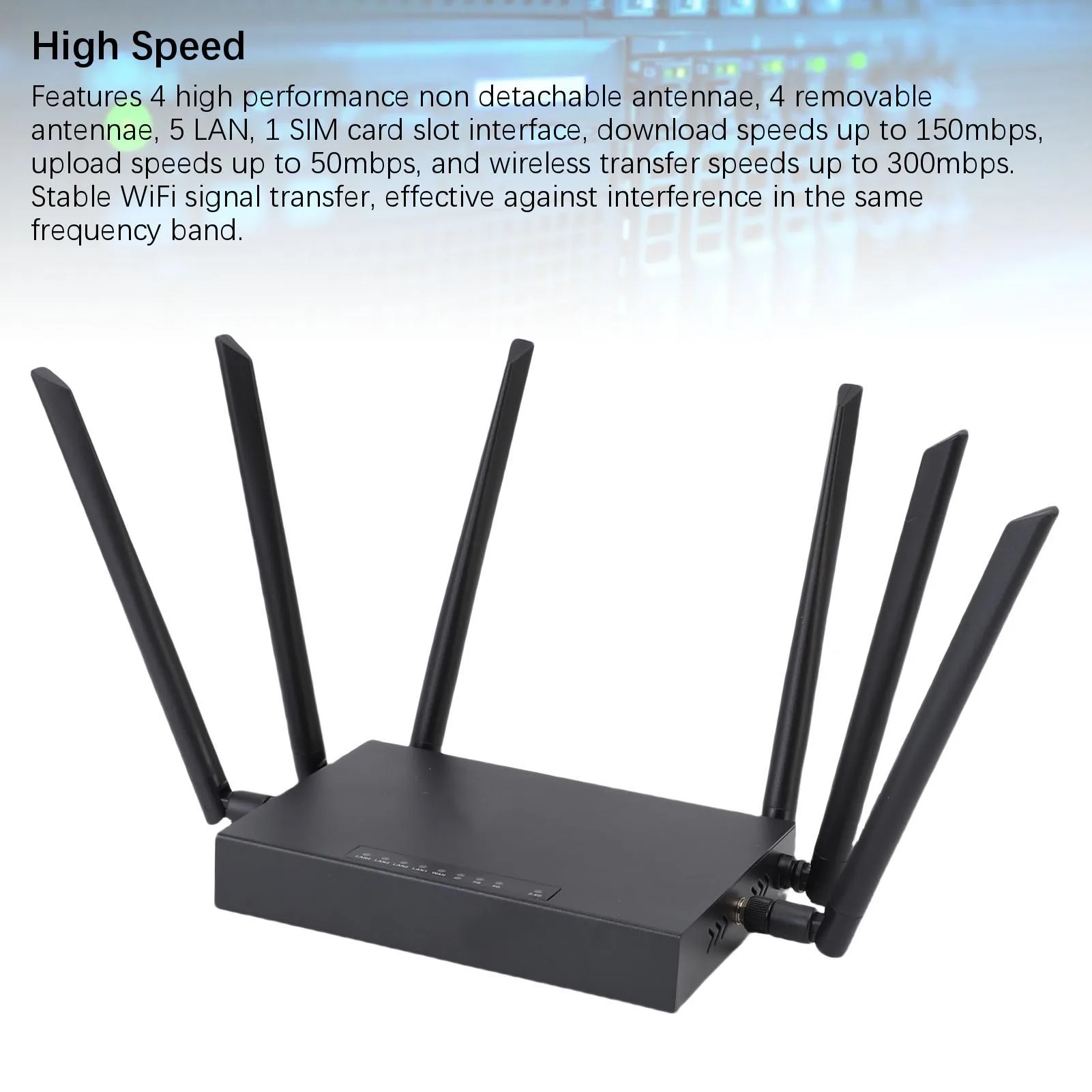 4G LTE Modem Router entsperrt 4G LTE Modem Router 300 Mbit/s 2,4 G 5 LAN WLAN Router mit 1 SIM-Kartensteckplatz 8 Antennen für 32 Geräte