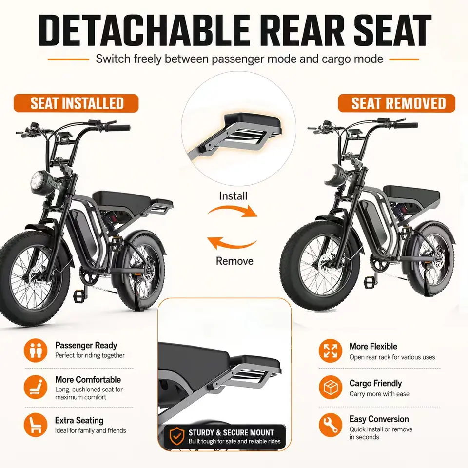 Adult 20×4.0" All‑Terrain Fat Tire E‑Bike 750W Rated 1000W Peak Motor 48V15Ah Detachable Battery Dual Disc Brake Ebike For Off‑Road Commute image 5