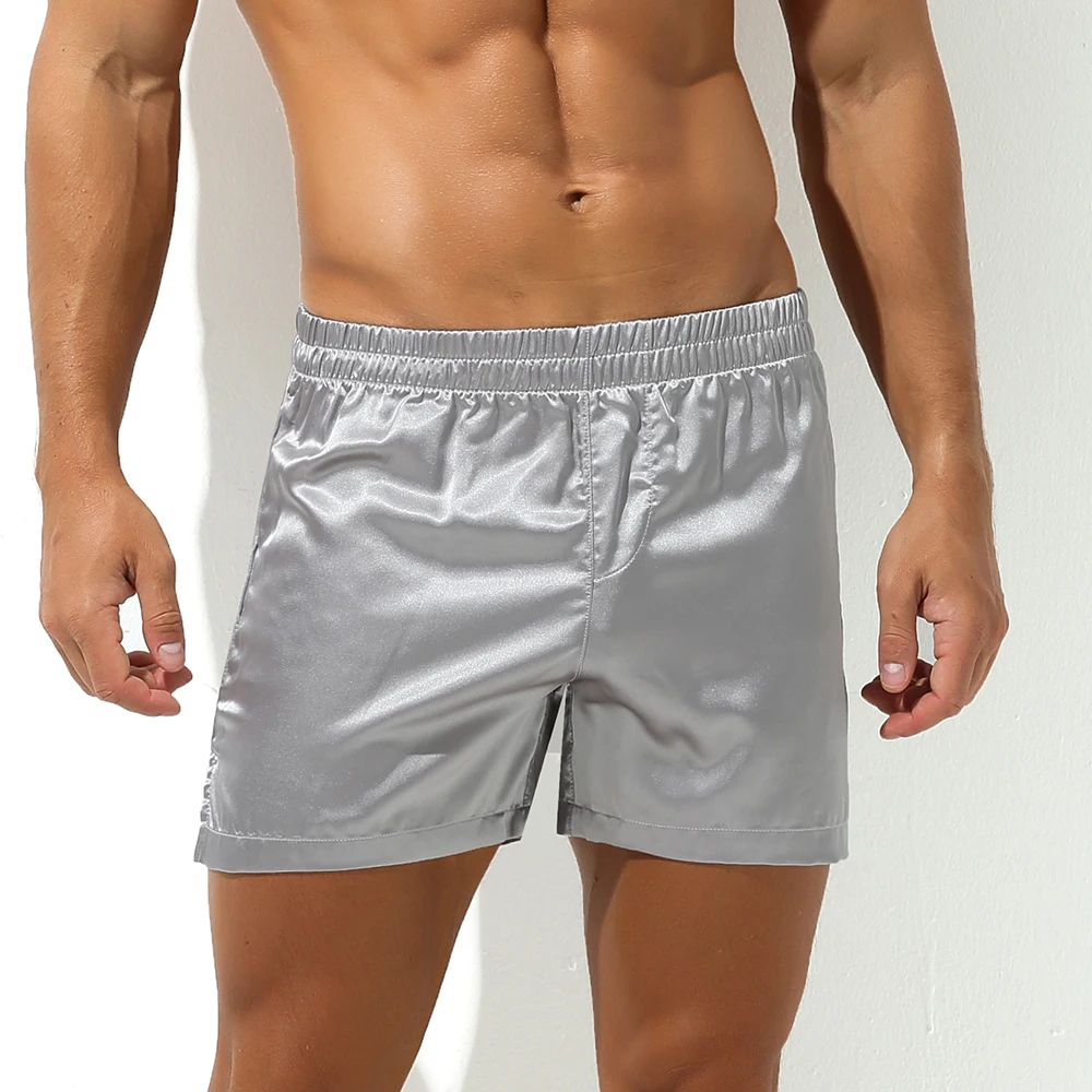 Men Casual Boxer Shorts Thin Slip Homme Trunks Sleep Bottoms Breathable Pajama Sleepwear Quick Dry Running Workout Sweatshorts